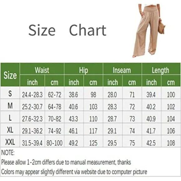 New Palazzo Pants For Women Wide Leg Comfy Flowy Pants, Navy Blue - Picture 4 of 5